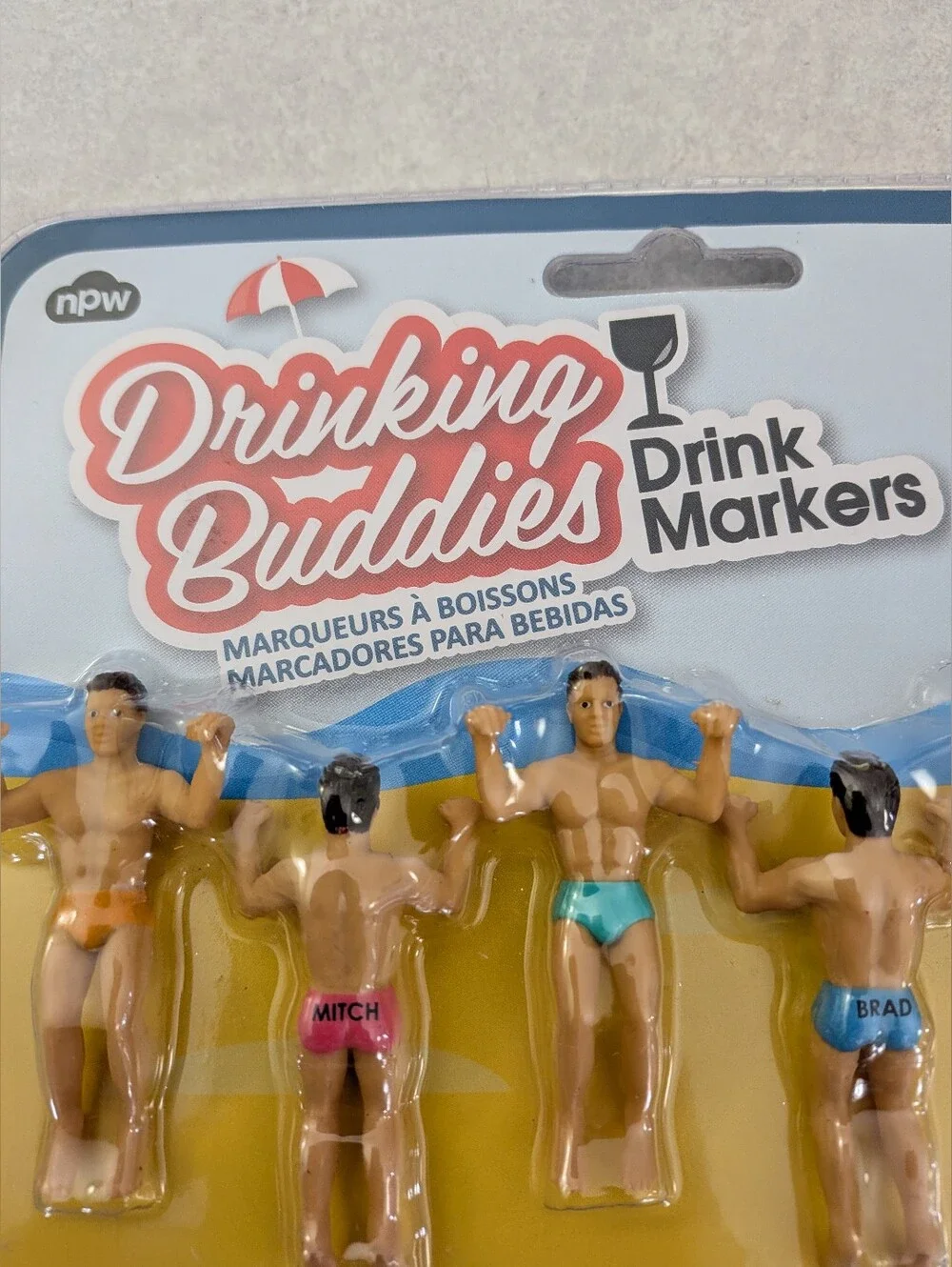 Drinking Buddies Drink Markers - Men Swim Figurine Set, Multicolor NEW 6 Pack